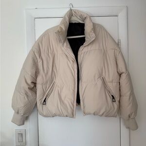 Women's Cropped Cream Puffer Jacket